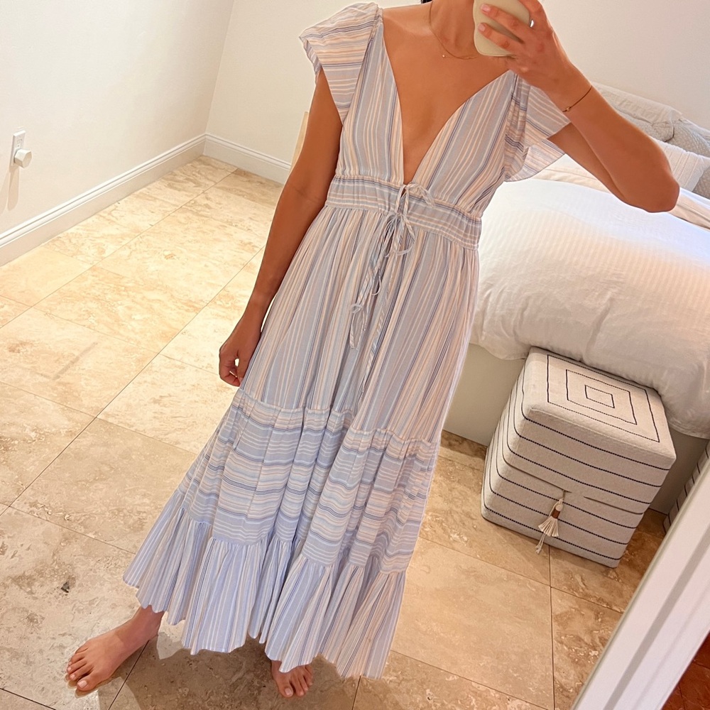 Striped Blue and White Sundays Maxi Dress